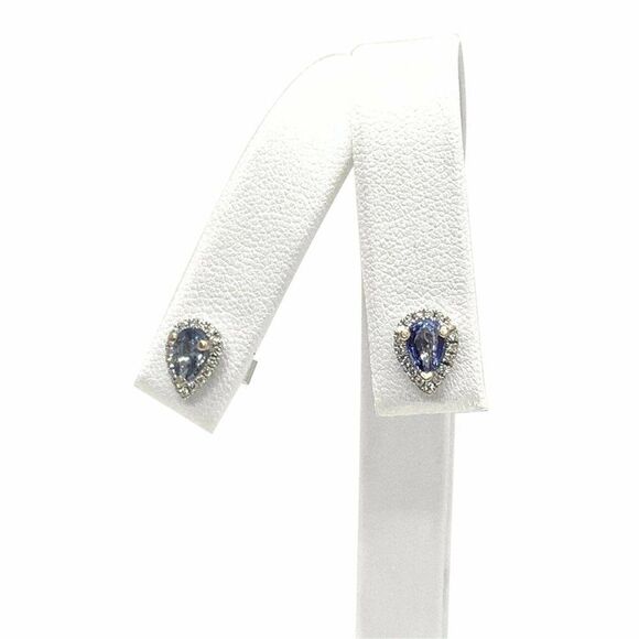 Diamond Sapphire Earrings 18k Gold Stud .60 CTW Certified $2,295 921738 - Picture 6 of 9